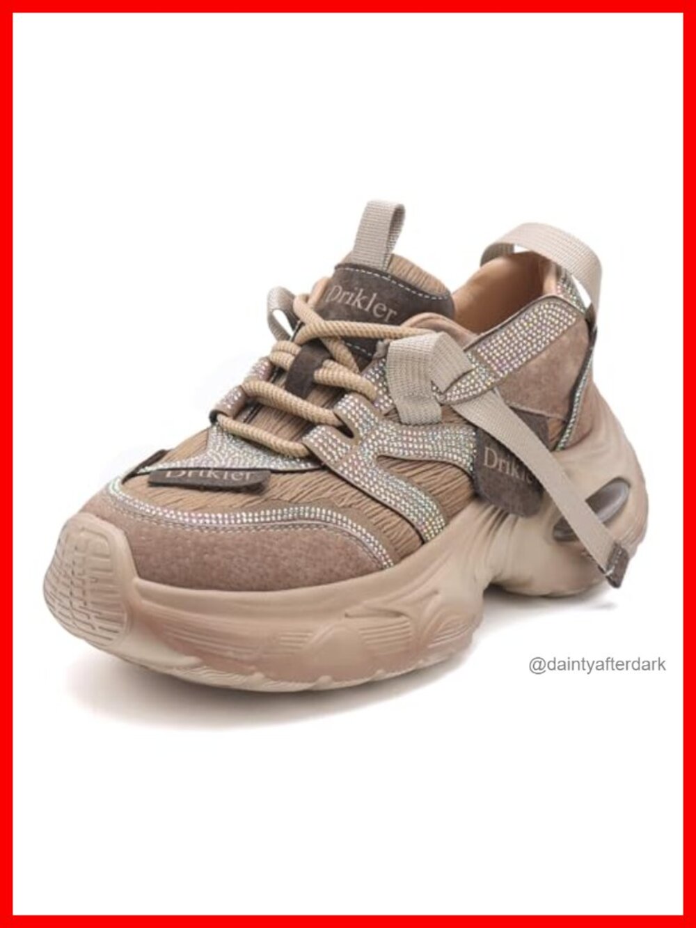 Chunky Platform Sneakers Leather Suede Beaded Lace-Up Non-Slip Walking Shoes